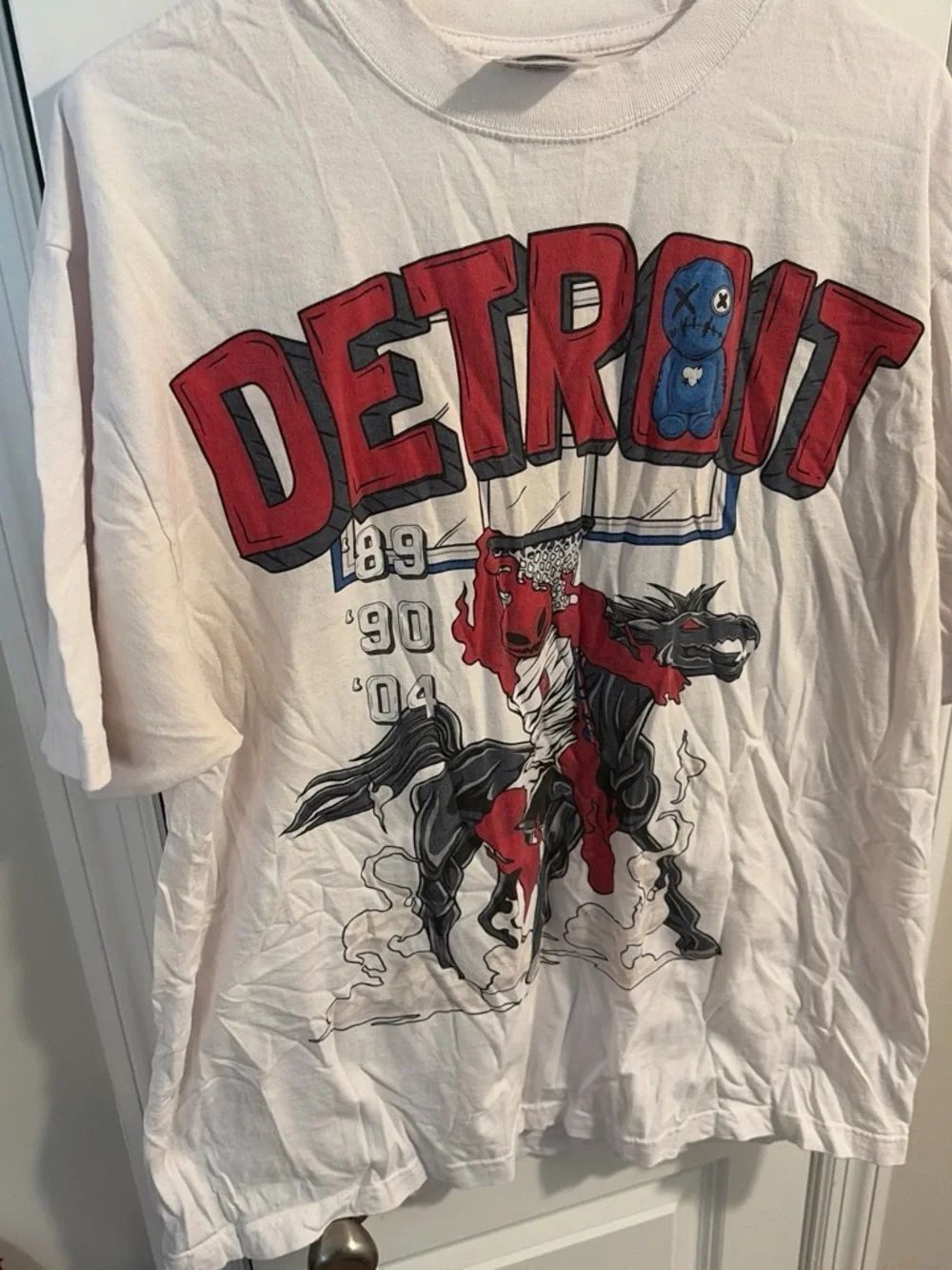 Detroit Graphic Tee - White with Red & Blue Print
